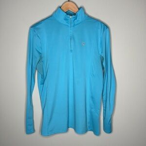Ariat Sunstopper Quarter Zip Long Sleeve Baselayer in Blue Women's Size XL